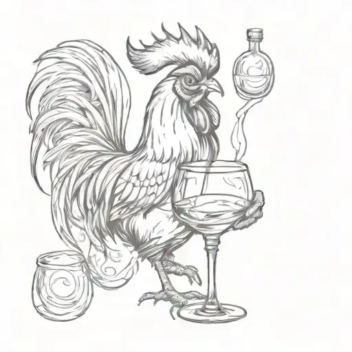 Rooster Holding A Whiskey Glass