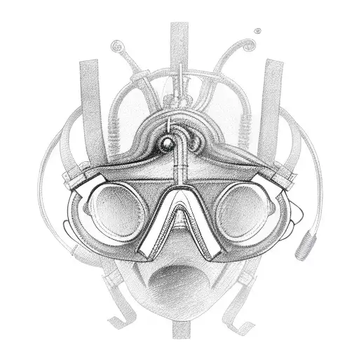 An Abstract Representation Of A Diving Mask With Musical Notes Flowing Out Of It
