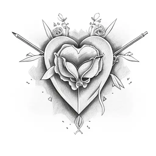 Death Love Arrow Loving Flowers Heart