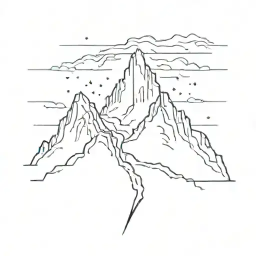 A Lightning Bolt Forming The Shape Of A Mountain Range