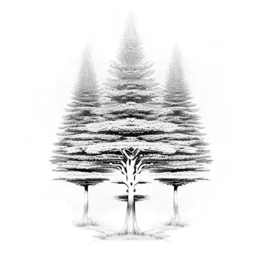 A Serene Forest With A Spiritual Symbol Hidden Among The Trees