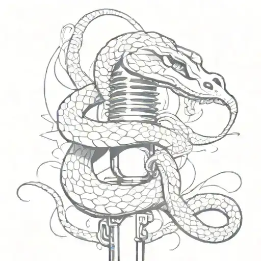 A Snake Wrapped Around A Microphone