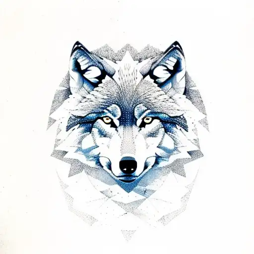 Wolf Looking Over Mountains Trees And Stars