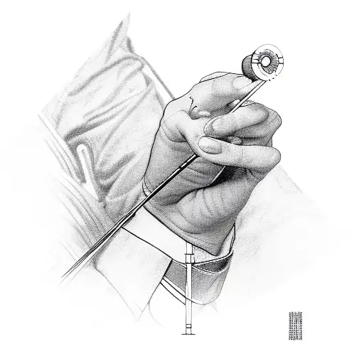 Hand With Conductors Baton Connected To A Music Staff