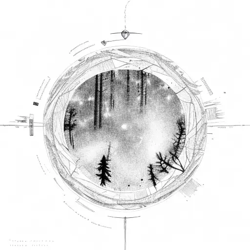 The View Of Looking Up In A Forest With The Gemini Constellation All In A Circle