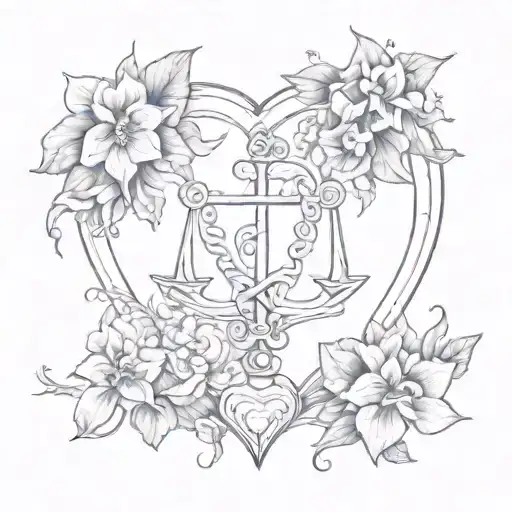 Aquarius Merged With Libra Around A Heart With Flowers