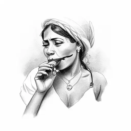 Cuban Woman With A Cigar In Her Mouth