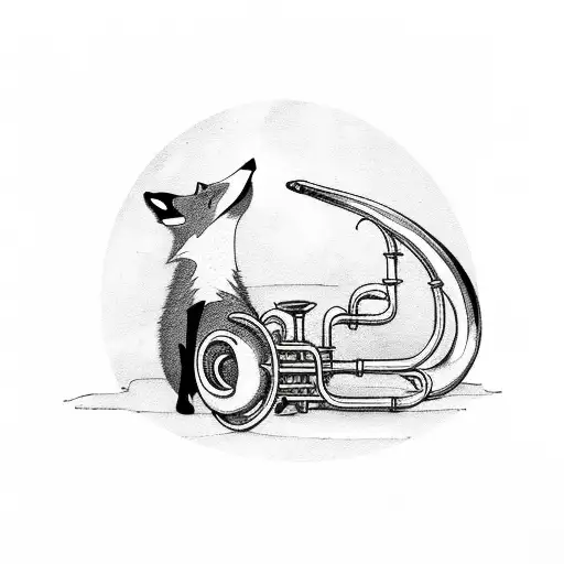 A Fox Smelling A Rose Under The Tuba Three With Raven On Its Branch