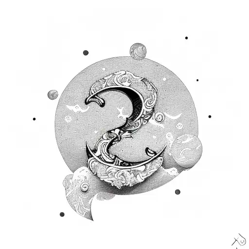 Letter A And Moon Combination