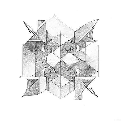 A Long Arrow With A Geometric Figures