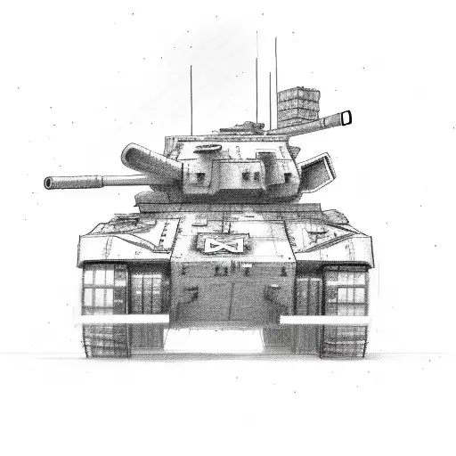 A Sketch Of A Military Tank Surrounded By Books