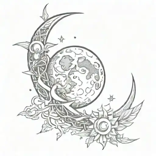 Moon With Chain And Sun Y Luna
