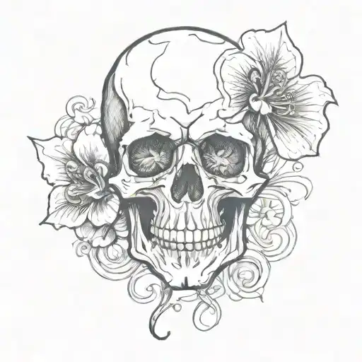 Black Skull With A Figure Eight In The Forehead And Smoldering Clover In The Teeth