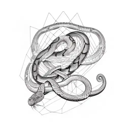 An Intricate Tattoo Of A Python Snake Entwined With Dna Strands