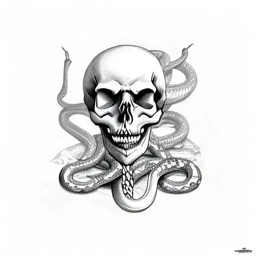 Skull With Snake Out Of Mouth