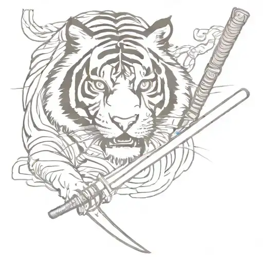 Japanese Tiger With Katana