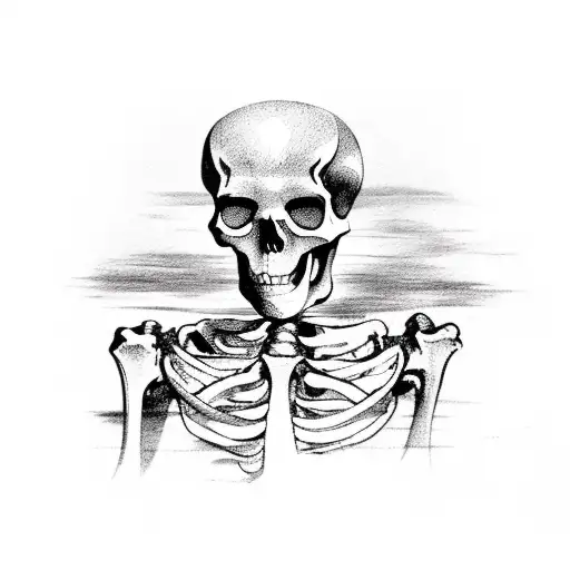 Skeleton With Rock At His Back