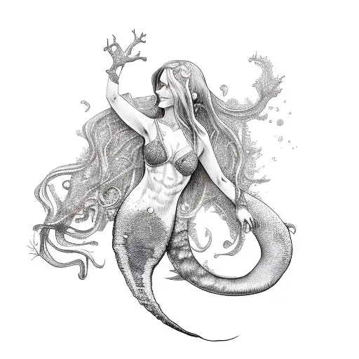 Mermaid With Arms Out To The Right