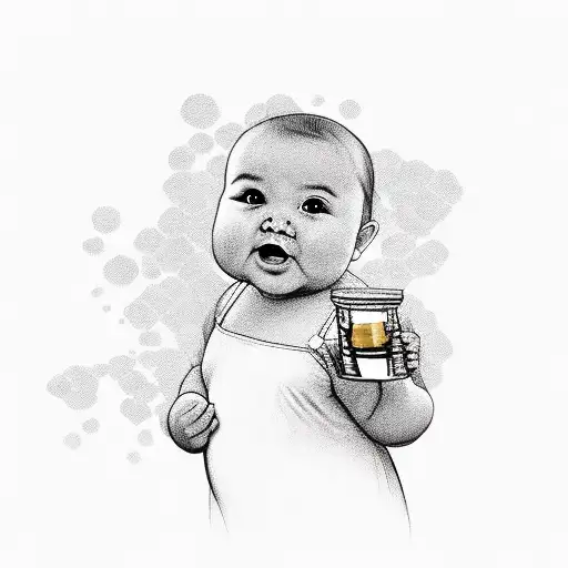 Chubby Baby Princess Holding A Pot Of Honey