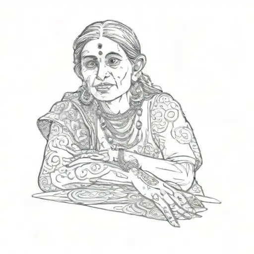 An Indian Woman Sitting At A Table