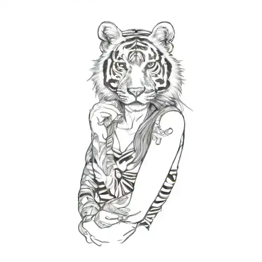 A Woman With A Tiger On Her Forearm