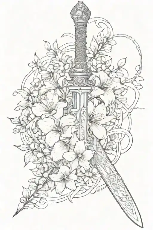 Kampilan Sword With Sampaguita Flowers Intertwined