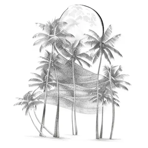 Palm Trees Half Moon Waterfall