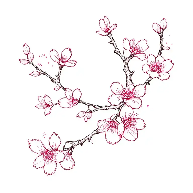 Cherry Blossom With Cat Paw Print