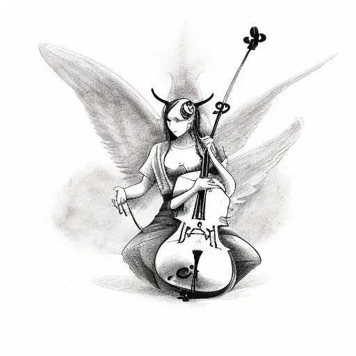 Devil And Angel With Cello