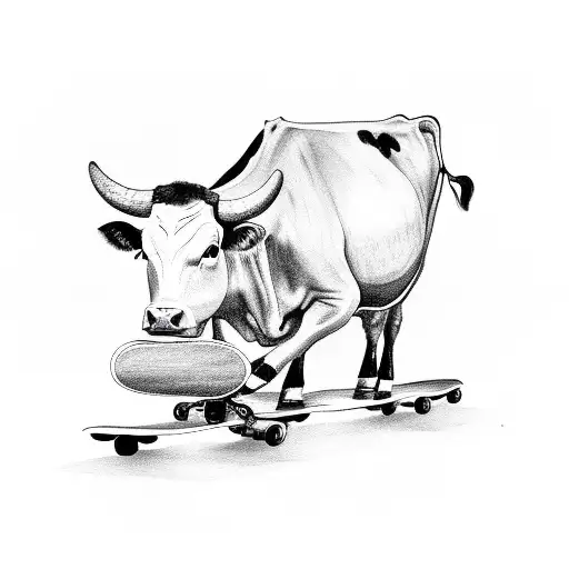 Cow On A Skateboard