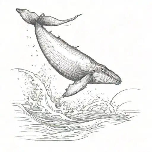 A Sketch Of A Majestic Humpback Whale Breaching The Surface Of The Ocean