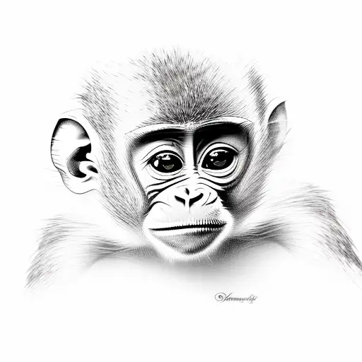 Realistic Cute Monkey Face
