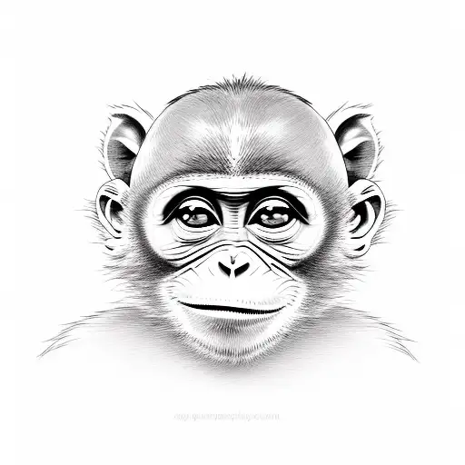 Realistic Little Cute Monkey Face