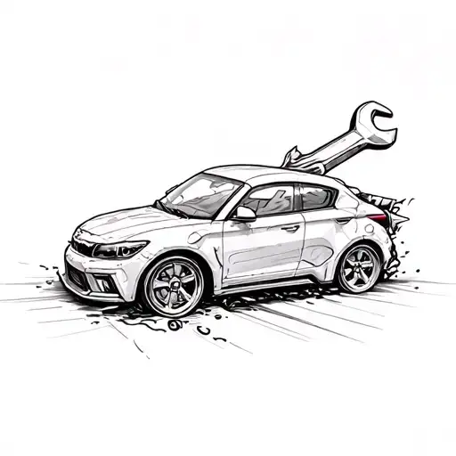 Design A Tattoo Of A Wrench Morphing Into A Speeding Car