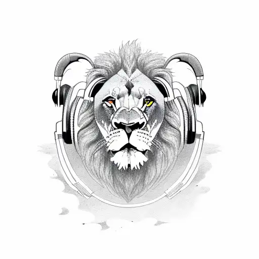 Lion With Headphones