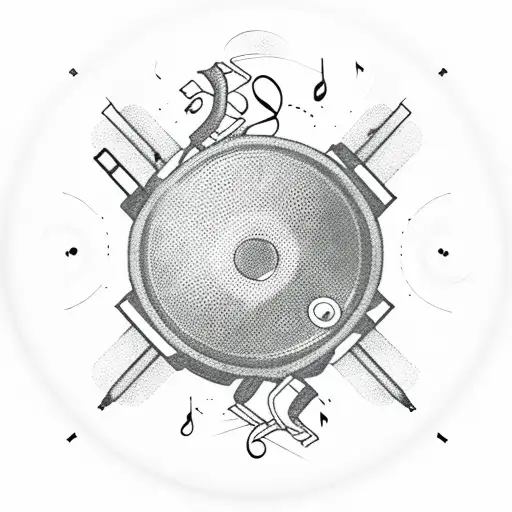 Sol Key With Music Disk And Retro Microphone