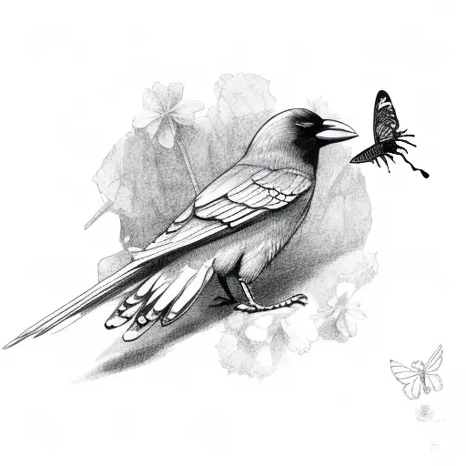 Crow Chasing Butterfly