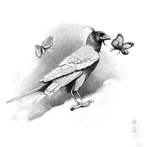 Crow Chasing Butterfly