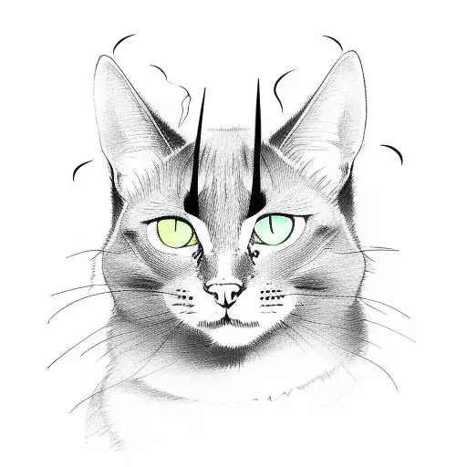 Black Cat With Green Eyes And Pointy Ears