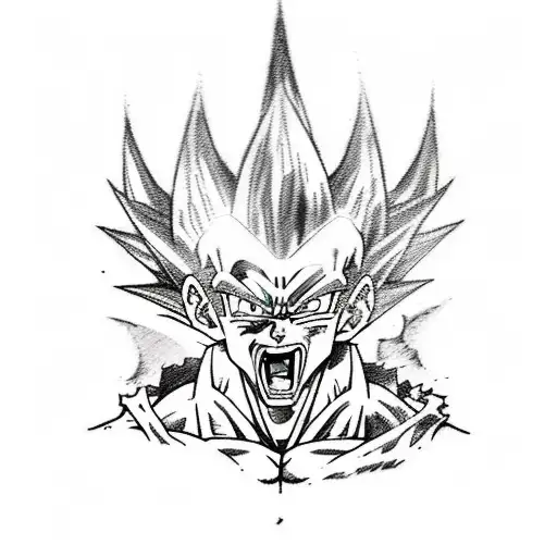 A Sketch-style Tattoo Of Dragon Ball Z Villains In A Dramatic Pose