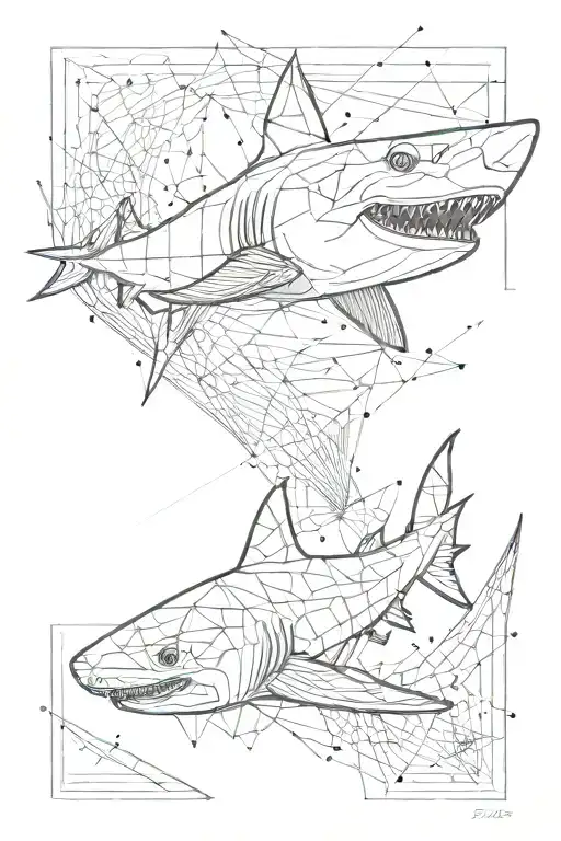Shark With Geometrical Lines Going