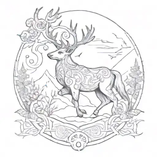 A Nordic Tattoo Using Line Work And Sketch Work