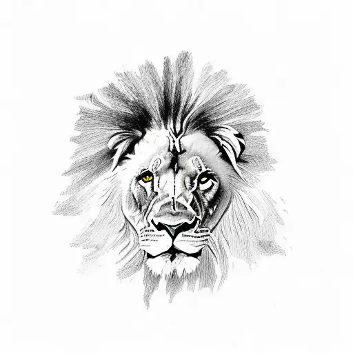 A Strong Male Lion With Huge Mane Walking With His 3 Cubs In An African Sunset Terrain