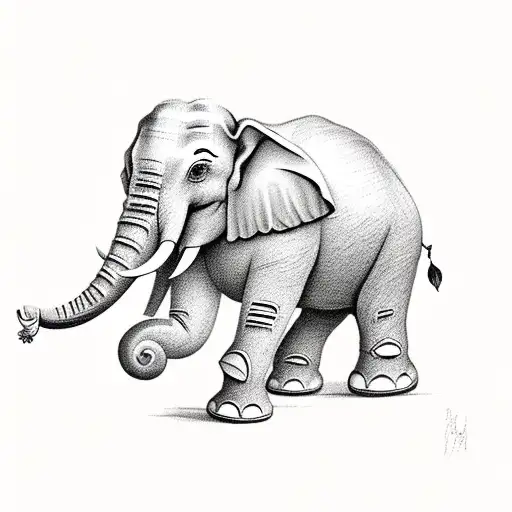 Elephant With The Dates 1934-2023 And 1936-2003 In It