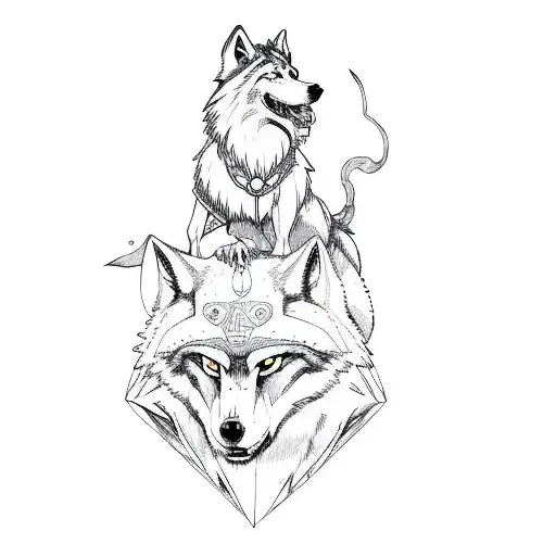 Princess Mononoke Riding Wolf