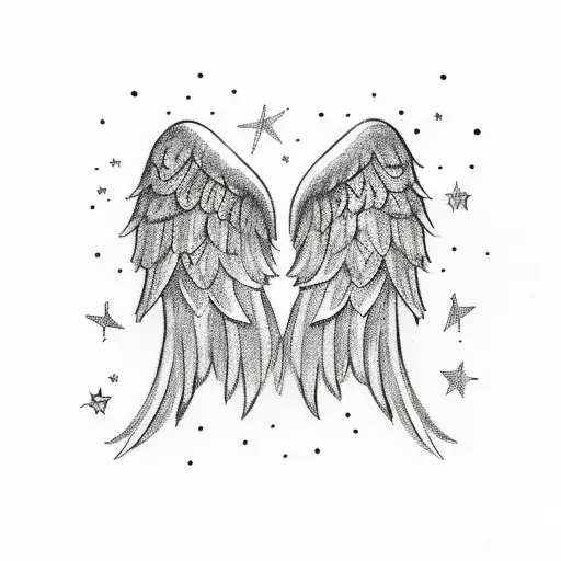 Angel Wings With Stars