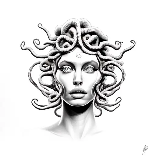 Medusa Head With Facial Features Of A Young Angelina Jolie