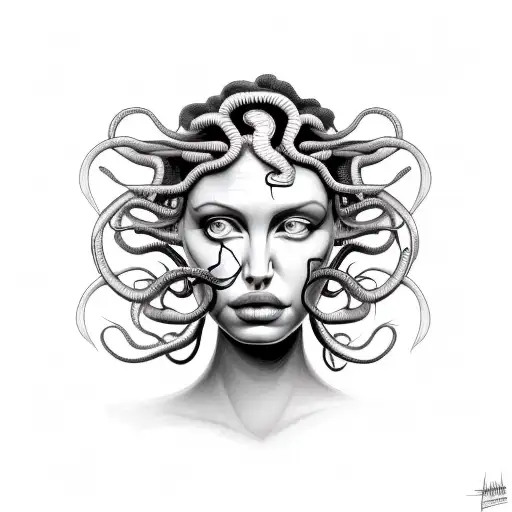Medusa Head With Facial Features Of A Young Angelina Jolie