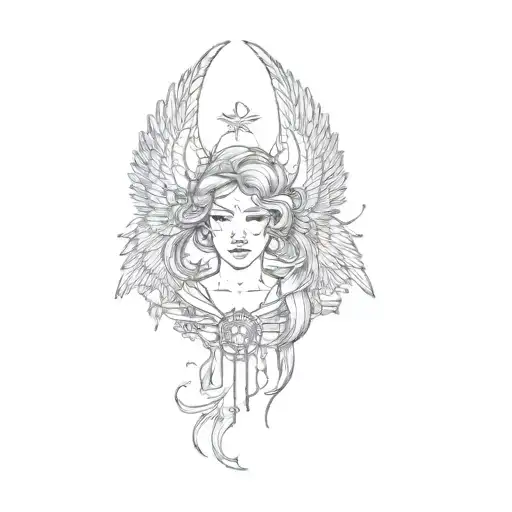 A Woman With Wings And A Zodiac Sign