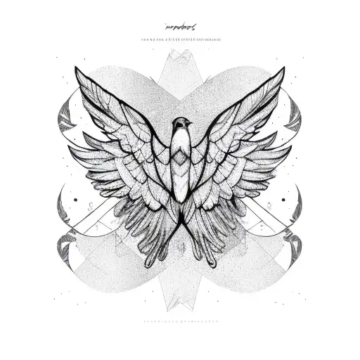 Abstract Bird Wing Line Work Symmetrical